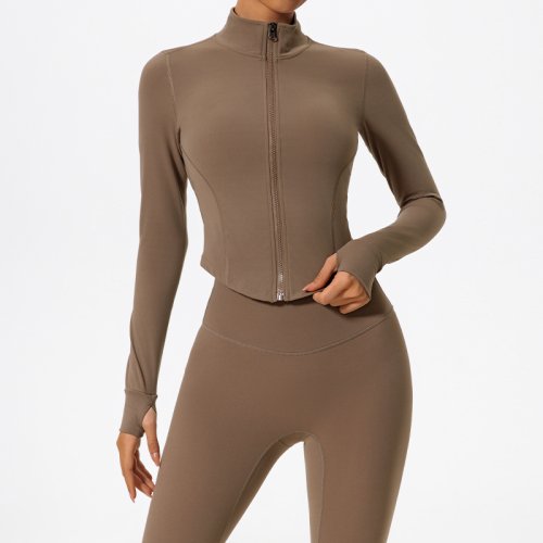 Imagen de Hearuisavy, telas ultrasuaves, chaquetas deportivas ajustadas informales, ropa de Yoga con cremaller...