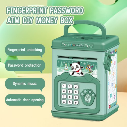Afbeelding van Speelgoed ATM Machine met Vingerafdruk Scanner, Digitale Kluis en Muziekfunctie – Leuke Bankautomaat voor Kinderen met Handvat en Munten