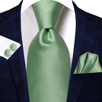 Image de Cravate à Carreaux Vert Sauge - Élégance Masculine