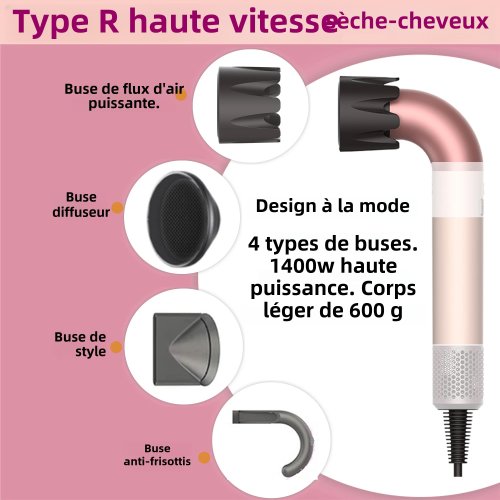 Imagen de Secador de Pelo Profesional de 1400W con Secado Rápido, Diseño Ligero y Silencioso, Incluye Varios Accesorios para un Cuidado Capilar Completo