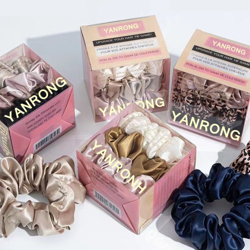 Image of 3-Pack Premium 100% Pure Mulberry Silk Hair Scrunchies – Soft, Skin-Friendly Hair Ties for Healthy Hair & Gentle Ponytail Holders