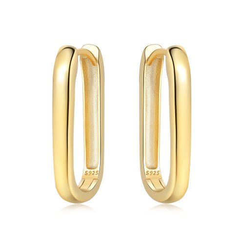 Imagen de Pendientes simples de Plata de Ley 925 con forma de U de oro, joyería, pendientes de aro versátiles para mujer, joyería fina, regalos de fiesta de cumpleaños