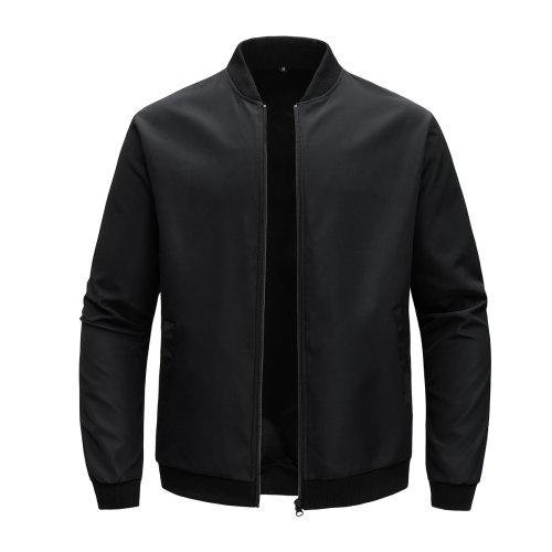 Immagine di Giacca da Uomo Primavera e Autunno 2024 con Collo a Baseball, Taglio Allentato, Tinta Unità, Stile Business Casual, Cappotto Sottile e di Tendenza