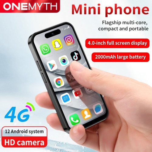 Zdjęcie ONEMYTH M17 Pro Mini Smartphone 4G Dual SIM 4-calowy telefon komórkowy HD 2000mAh 2GB+16GB Android 12.0 Play Store Mały telefon komórkowy Face ID