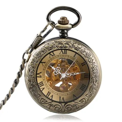 Image de Montre de Poche Steampunk en Bronze - Style Vintage & Mécanique Automatique