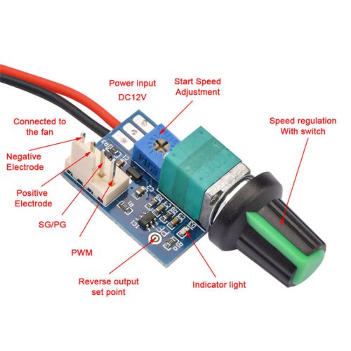 Immagine di Regolatore PWM 12V per Ventola CPU - Controllo Temperatura e Velocità