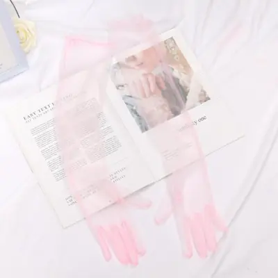 Image de Gants de Mariée Longs en Tulle Transparent