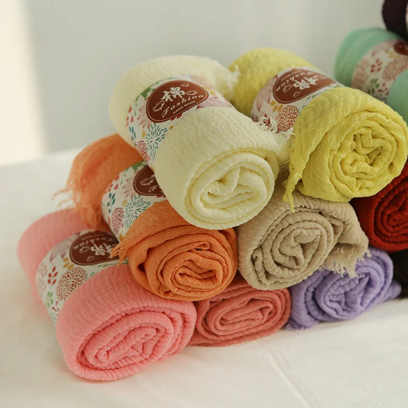 Image of Soft Natural Cotton Linen Long Scarf in Candy Colors – Versatile Pashmina Hijab, Shawl, Head Wrap, Neck Bandana for Women and Men