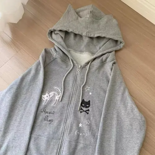 Image de Sweat à capuche zippé femme Harajuku kawaii, manches longues, style Y2K