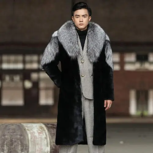 Image de Manteau Homme Imitation Vison - Trench Long Hiver Chaud
