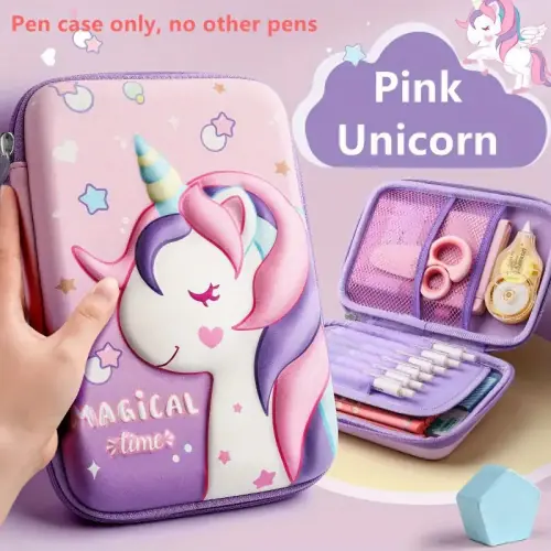 Image de Trousse 3D Licorne Mignonne - Accessoire Scolaire pour Filles