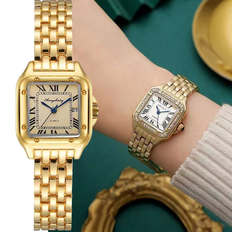 Imagen de Reloj de Pulsera para Mujer con Calendario, Acero Inoxidable, Cuarzo de Lujo, Diseño Elegante para Negocios y Ocasiones Formales