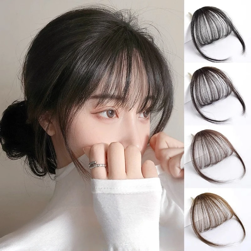 Bild von Natürliche 3D Remy Echthaar Air Bangs – Clip-In Haarverlängerung mit Fransen für Frauen und Mädchen, 4 Farben zur Auswahl