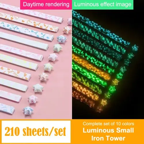 Image de Origami Étoiles Lumineuses - 210 Feuilles pour Bricolage