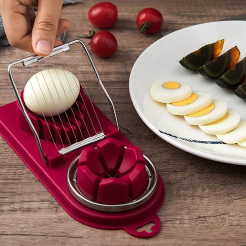 Image of Stainless Steel Multifunctional Egg Slicer with Flower Shape Mold – Perfect for Eggs, Luncheon Meat & More
