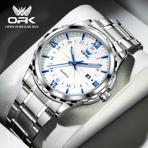 Image of OPK Brand Steel Belt Dual Calendar Men's Quartz Watch – Elegant Timepiece with Classic Design and Reliable Performance