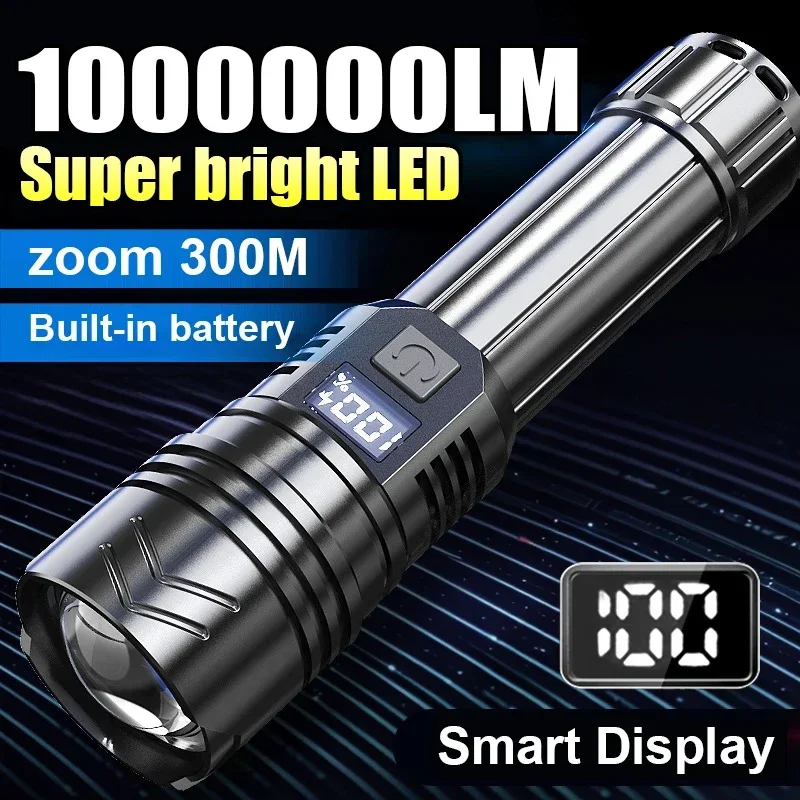 Afbeelding van Krachtige LED Zaklamp 1000000 Lumen - Draagbare, USB Oplaadbare Zaklamp met 2000mAh Batterij voor Noodgevallen en Camping