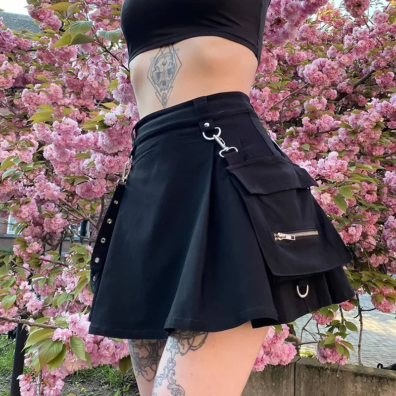Imagen de Falda Negra Alta Estilo Gótico Punk Harajuku