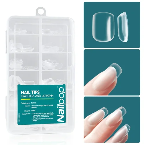 Imagen de Nailpop 120 unids/caja Gel X puntas de uñas forma media corta almendra/cuadrado/puntas de uñas de Ge...
