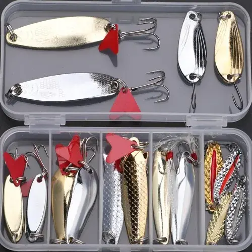 Image de Kit Pêche 16 Pièces - Leurre à Traîne & Cuillères Métal