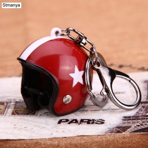 Image of Adorable Motorcycle Helmet Keychain for Men and Women – Cute Safety Helmet Design Car Keyring, Fashion Jewelry Gift Accessory