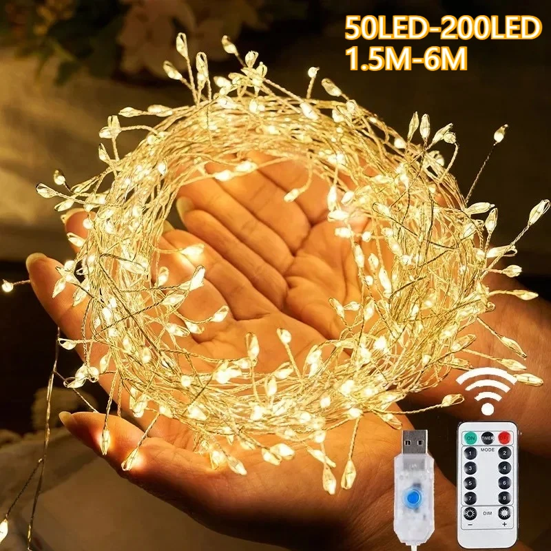 Afbeelding van 1536 cm LED Lichtslinger met USB Aandrijving en Afstandsbediening - Sfeervolle Verlichting voor Bruiloften, Tuinfeesten en Kerstdecoratie