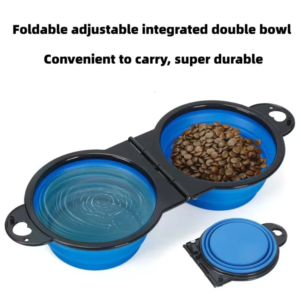 Afbeelding van Opvouwbare 2-in-1 Voer- en Drinkbak voor Hond en Kat – Draagbaar en Compact voor Buitenactiviteiten