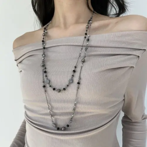 Image de Collier Bohème Vintage Double Couche Fleuri