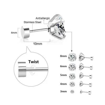 Image de Boucles d'oreilles Tragus Zircon Cubique - Élégantes & Résistantes