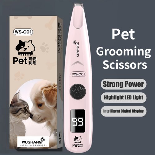 Imagen de Recortador eléctrico para perros y mascotas con luz LED, recortador de pelo impermeable para pies de...