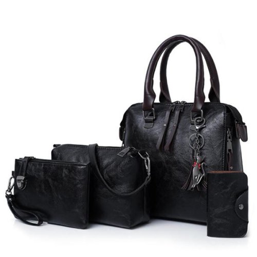 Immagine di Borsa da Donna in Pelle di Lusso con Manico Superiore e Tracolla – Set di 4 Pezzi in Nappa Composita, Design Elegante e Moderno per Ogni Occasione