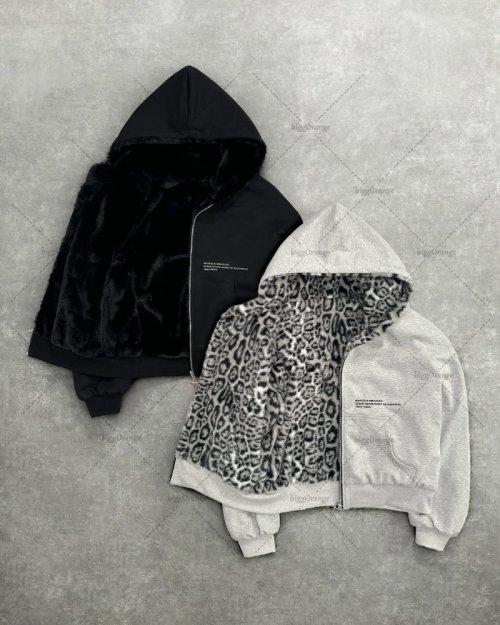 Immagine di Felpa con cappuccio con cerniera alla moda su due lati con stampa leopardata americana nuova retrò da uomo Street Hip-hop Harajuku Y2K felpa oversize casual
