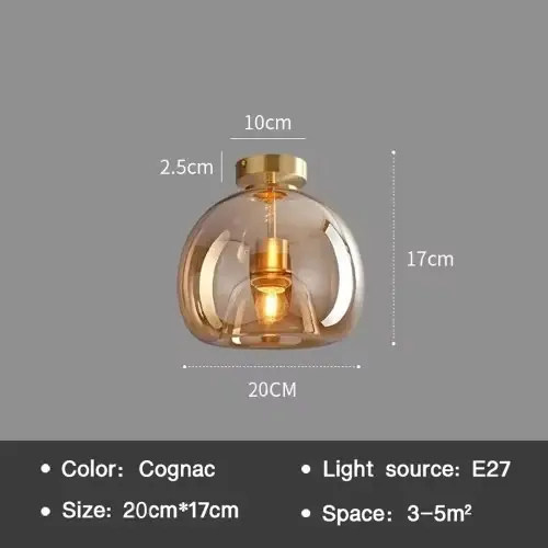 Image de Plafonnier LED Nordique Cognac - Éclairage Minimaliste