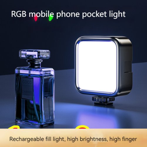 Image of Compact RGB LED Phone Fill Light – Portable Pocket-Sized Selfie Lamp for Mobile Photography, Video Recording, and Outdoor Use with Adjustable Color Temperature