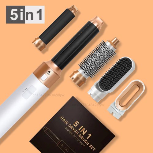Image of 5-in-1 Professional Hair Styling Set with High-Speed Blow Dryer, Curling Iron, Hot Air Comb, and Straightener – Natural & Versatile Salon-Grade Tools for All Hair Types
