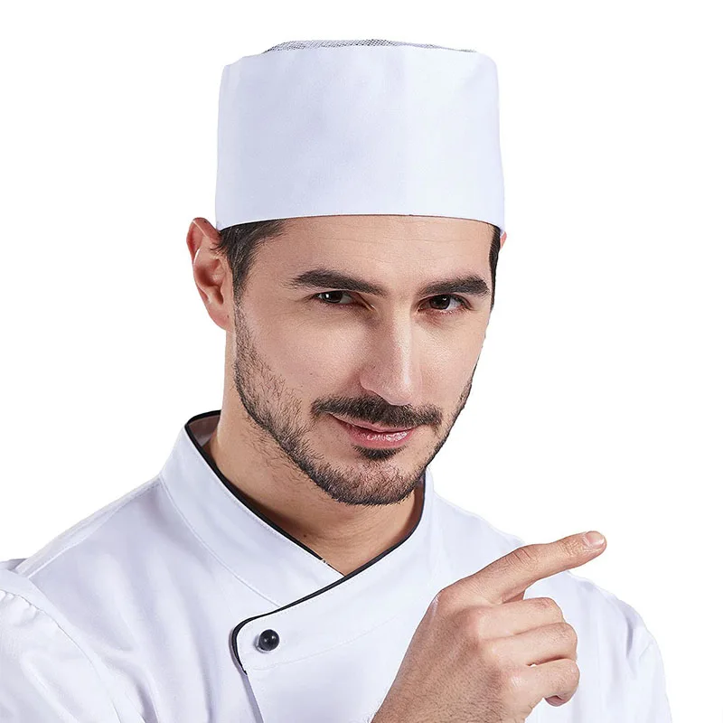 Immagine di Cappello da cuoco da uomo per servire cibo Berretto da cucina nero in stile giapponese Sushi Ristorante Cameriere Cappello da lavoro traspirante Catering Cappellini da cuoco da donna