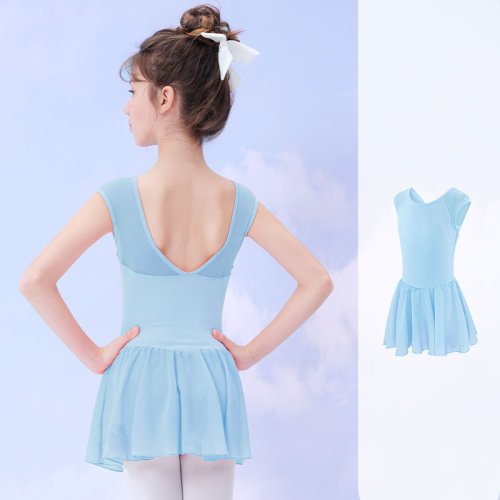 Imagen de Vestido de ballet para niñas, vestido de leotardo de baile sin mangas, vestido de baile con empalme ...