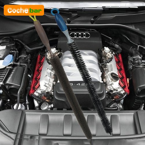 Imagen de Cepillo de Mango Largo para Lavado de Coches con Cepillo de Limpieza de Motor Multifunción y Cepillo de Rueda Flexible para Detalles de Automóviles