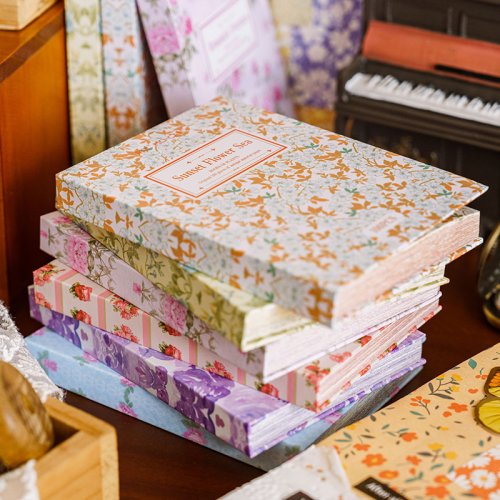 Afbeelding van 100 stuks vintage bloemenpapier set - natuurlijke achtergrondpapieren voor DIY scrapbooking, collage, briefpapier en ambachtelijke creaties