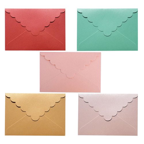 Immagine di Buste Perlate Triangolari per Inviti di Nozze - Set da 10 Pezzi