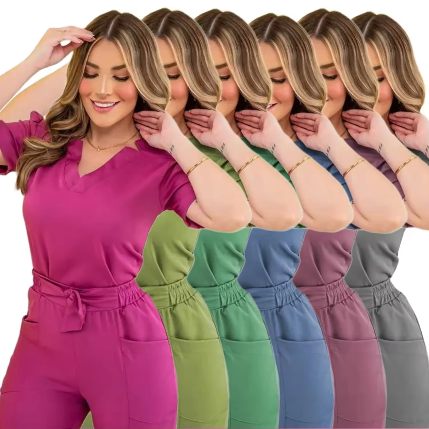 Afbeelding van Chirurgische uniformen Vrouw Verpleging Enfermeria Sets Top Broek Artikelen Medisch Uniform Scrub Klinische Schoonheidssalon Spa ziekenhuispakken