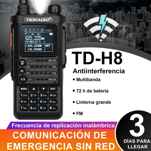 Imagen de Walkie Talkie Profesional Tidradio 2ª Generación TD H8 de 10W con Alcance Extendido, Radio Portátil Programable con Repetidores y Función de Búsqueda