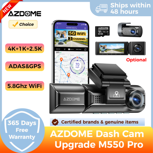 Afbeelding van AZDOME M550 Pro 4K Dashcam met 5.8GHz WiFi, Dubbele Kanaal, Ingebouwde GPS en 3.19-inch IPS Scherm – Auto DVR met IR Nachtzicht en 24-Uur Parkeermodus