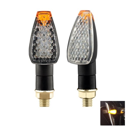 Immagine di Set di 2 Indicatori LED a Forma di Scaglia di Pesce per Moto con Luci di Giorno Pieghevoli e Lampeggiante Universale
