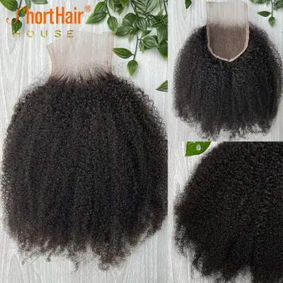 Image de Cheveux Afro Crépus Bouclés Brésiliens - Dentelle 360 Transparente 130% Densité