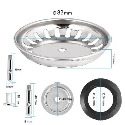 Image de Filtre de Vidange Évier Cuisine - Acier Inoxydable Premium
