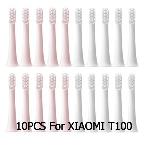 Imagen de Cabezales de cepillo reemplazables para XIAOMI T100, cepillo de dientes eléctrico sónico, tapas suaves DuPont, cepillo de cerdas, boquillas de paquete al vacío, 10 Uds.