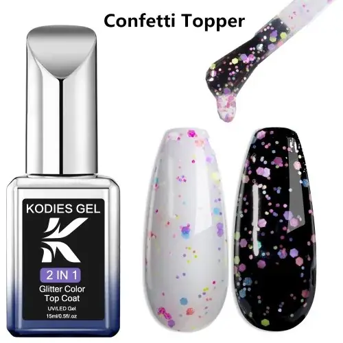Image de Gel UV Holo Or 2 en 1 - Finition Pailletée sans Lingette