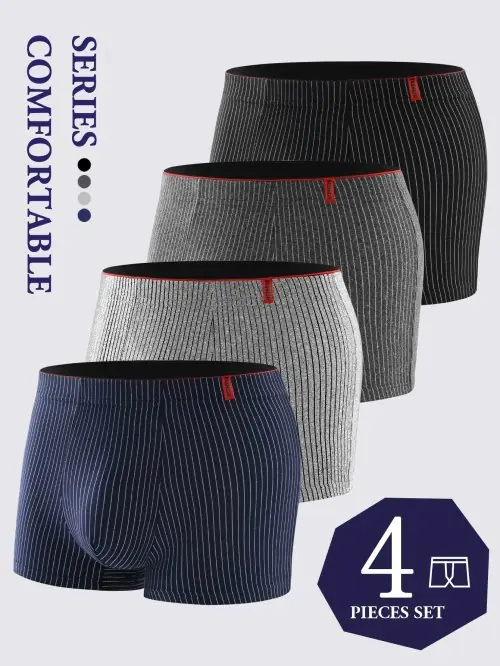 Image de Boxers Hommes - Lot de 4 Slips Confortables & Respirants
