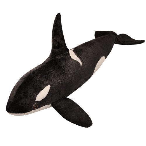 Afbeelding van 50 cm-130 cm Levensechte Orcinus Orca Zwarte Walvis Knuffels Grote Vis Doek Pop Haai Gevulde Zeedieren kinderen Verjaardagscadeau